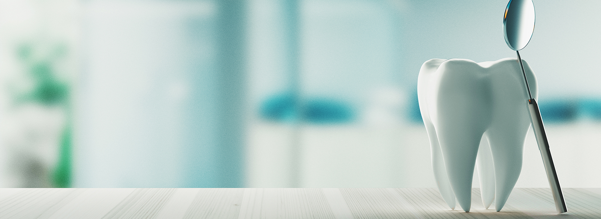 An animated toothbrush stands on a counter, overlooking an office setting.